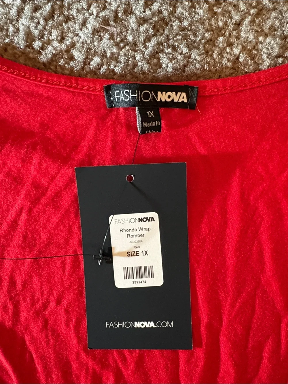Fashion Nova Rhonda red wrap v neck romper